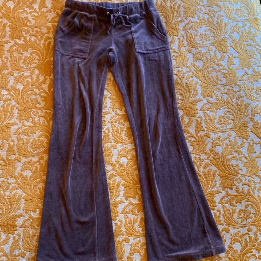 Low Rise Velour Stretch Pants Chocolate Brown